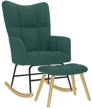 vidaXL Schaukelsessel mit Hocker Dunkelgr&uuml;n Stoff (4016805)