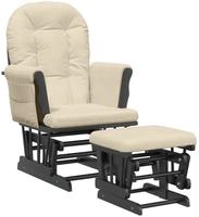 vidaXL Schaukelsessel mit Hocker Gleitend Cremewei&szlig; Stoff