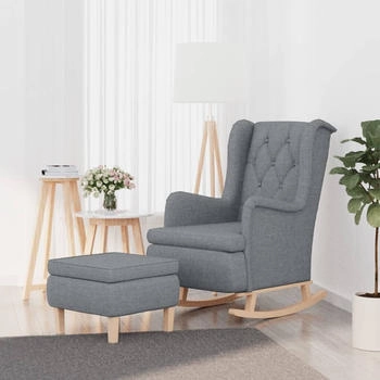 vidaXL Schaukelsessel mit Hocker Hellgrau Stoff 65x91x100 cm (3121272)