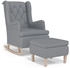 vidaXL Schaukelsessel mit Hocker Hellgrau Stoff 65x91x100 cm (3121272)