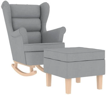 vidaXL Schaukelsessel mit Hocker Hellgrau Stoff (3307997)