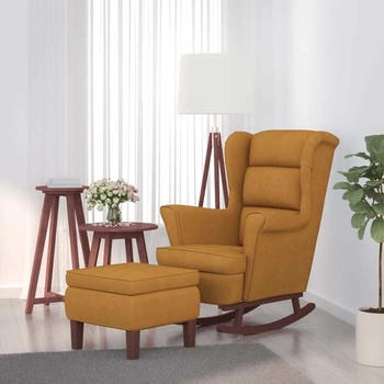 vidaXL Schaukelsessel und Hocker mit Holzbeinen Braun Samt 78x93x97 cm (3121238)