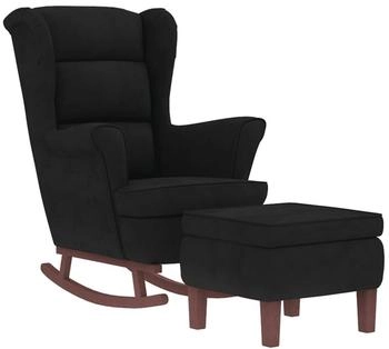 vidaXL Schaukelsessel und Hocker mit Holzbeinen Schwarz Samt 78x93x97 (3121236)