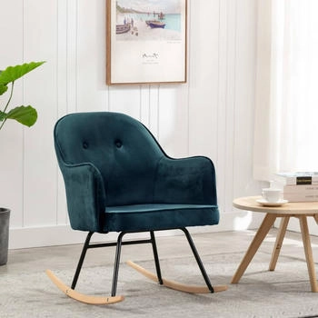 vidaXL Schaukelstuhl Blau Samt 60x74x84 cm (289518)