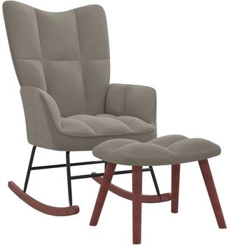 vidaXL Schaukelstuhl mit Hocker Hellgrau Samt 61x78x98 cm (328150)