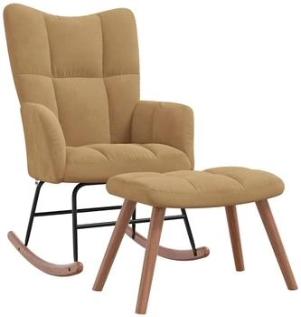 vidaXL Schaukelstuhl mit Hocker Samt Braun 61x78x98 cm (328158)