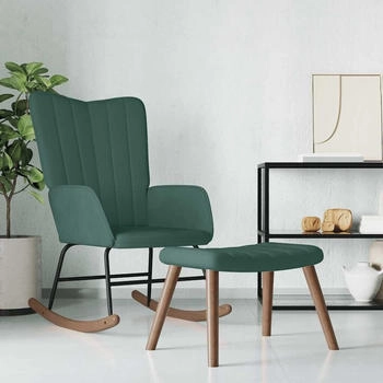 vidaXL Schaukelstuhl mit Hocker Samt Dunkelgrün 61x78x98 cm (327756)