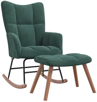 vidaXL Schaukelstuhl mit Hocker Samt Dunkelgrün 61x78x98 cm (328152)