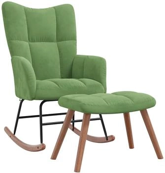 vidaXL Schaukelstuhl mit Hocker Samt Hellgr&uuml;n 61x78x98 cm (328153)