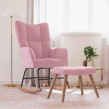 vidaXL Schaukelstuhl mit Hocker Samt Rosa 61x78x98 cm (328154)