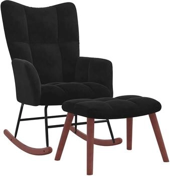 vidaXL Schaukelstuhl mit Hocker Samt Schwarz 61x78x98 cm (328156)