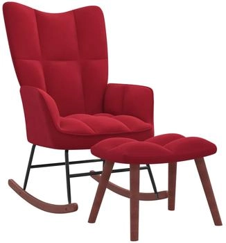 vidaXL Schaukelstuhl mit Hocker Samt Weinrot 61x78x98 cm (328155)