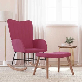 vidaXL Schaukelstuhl mit Hocker Samt Weinrot 61x78x98 cm (327759)