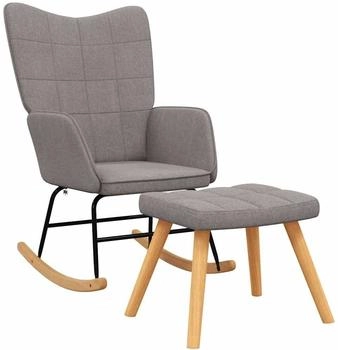 vidaXL Schaukelstuhl mit Hocker Stoff Taupe 61x78x98 cm (328027)