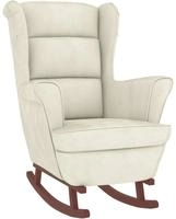Vidaxl Rocking Chair Wingback Cream Velvet And Solid Wood