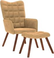 vidaXL Relaxsessel mit Hocker Braun Samt