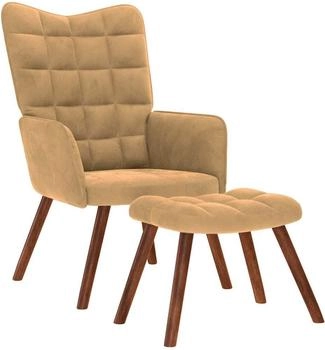 vidaXL Relaxsessel mit Hocker Braun Samt (4016829)