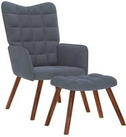 vidaXL Relaxsessel mit Hocker Dunkelgrau Samt