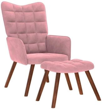 vidaXL Relaxsessel mit Hocker Rosa Samt (4016825)