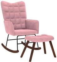 vidaXL Schaukelstuhl mit Hocker Pink Velvet