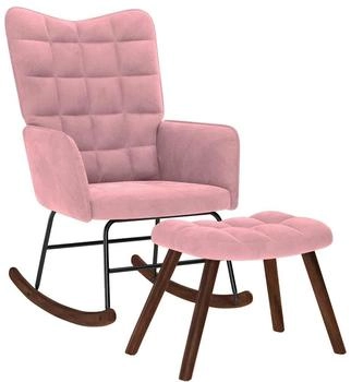 vidaXL Schaukelstuhl mit Hocker Pink Velvet (4016847)