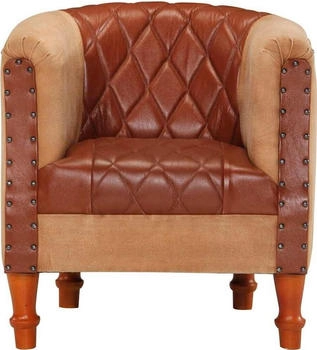 vidaXL Sessel Braun Echtleder und Massivholz Mango 60x57x64 cm (320603)