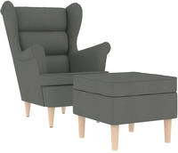 vidaXL Sessel mit Fu&szlig;hocker Dunkelgrau Stoff