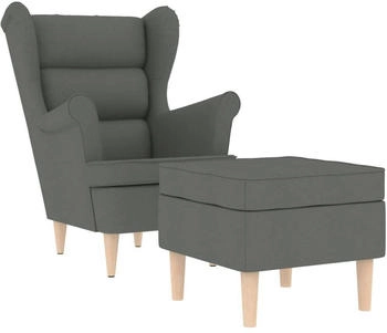 vidaXL Sessel mit Fu&szlig;hocker Dunkelgrau Stoff (3307990)