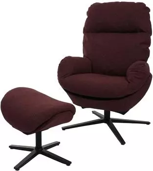 Mendler Relaxsessel + Hocker HWC-L12 Metall Stoff/Textil Bordeaux