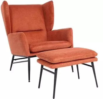 Heute Wohnen Lounge- mit Ottomane HWC-L62 Ohrensessel Hocker Stoff
