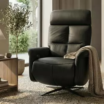 Mendler Relaxsessel HWC-L10 Voll-Leder schwarz