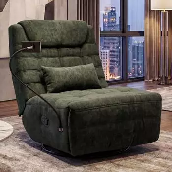 Heute Wohnen Relaxsessel HWC-P92 Stoff Chenille (260g/m²) ~ grün
