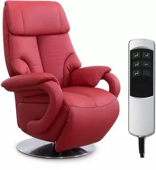 Cavadore TV-Sessel Istanbul mitelektrisch verstellbarer Relaxfunktion / 2 E-Motoren rot