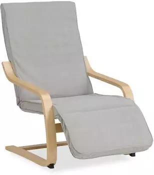 Homestyle4u Relaxsessel Schaukelstuhl Cord Grau mit Fu&szlig;st&uuml;tze (3128)