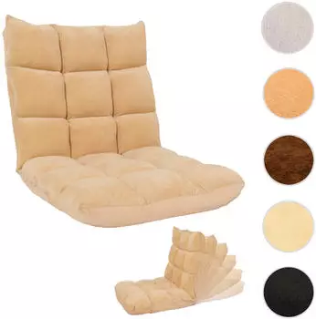 Mendler HWC-N43 Bodensessel Klappsessel 6 Relaxpositionen Samt beige (106906)