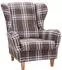 Supellex Sofia Ohrensessel mit Hocker, Oxford-Stoff, Braun/Weiß (4055928002106)