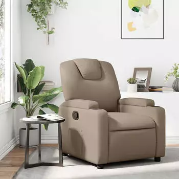 vidaXL Relaxsessel mit Getr&auml;nkehalter Kunstleder Cappuccino (372395)