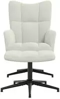 vidaXL Relaxsessel mit Hocker Cremewei&szlig; Samt