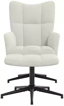 vidaXL Relaxsessel mit Hocker Cremewei&szlig; Samt (328115)