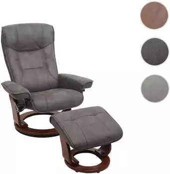 Robas Lund Hamilton Relaxsessel mit Hocker, Textil, dunkelgrau/walnuss, 130kg (75594)