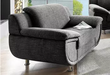 Trendmanufaktur Rondo Big-Sessel 121cm breite Armlehnen F&uuml;&szlig;e chromfarben, anthrazit-grau