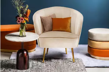 Kayoom Loulan 125 Cocktail-Sessel Samt Creme (Loulan 125)