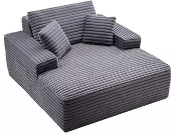 VEVOR Chaiselongue Relaxliege 124cm, gepolstert mit Dekokissen & Armlehnen, grau (8034)