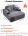 VEVOR Chaiselongue Relaxliege 124cm, gepolstert mit Dekokissen & Armlehnen, grau (8034)