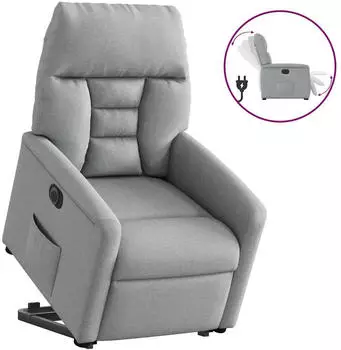 vidaXL Relaxsessel mit Aufstehhilfe Elektrisch Hellgrau Stoff (3303052)