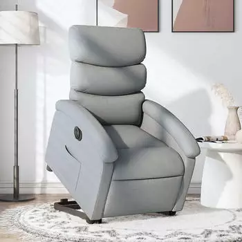 vidaXL Relaxsessel mit Aufstehhilfe Elektrisch Hellgrau Stoff (3204002)