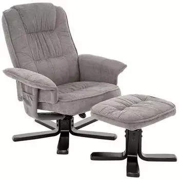 Idimex Charly Relaxsessel mit Hocker drehbar neigungsverstellbar grau/schwarz (31172)