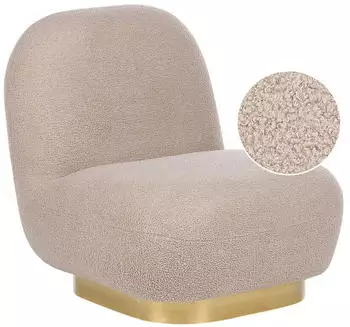 Beliani Loviisa Polstersessel Bouclé Beige Goldenes Bein (Loviisa)