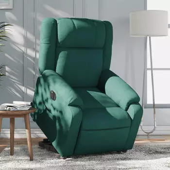 vidaXL Relaxsessel mit Aufstehhilfe Elektrisch, Dunkelgr&uuml;n, Stoff (3205232)