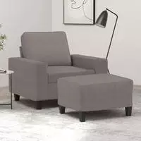 vidaXL Sessel mit Hocker Taupe 60 cm Stoff